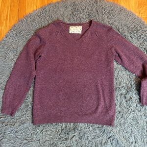 Tulchan Mauve Lambswool Cotton V-Neck Sweater Size M